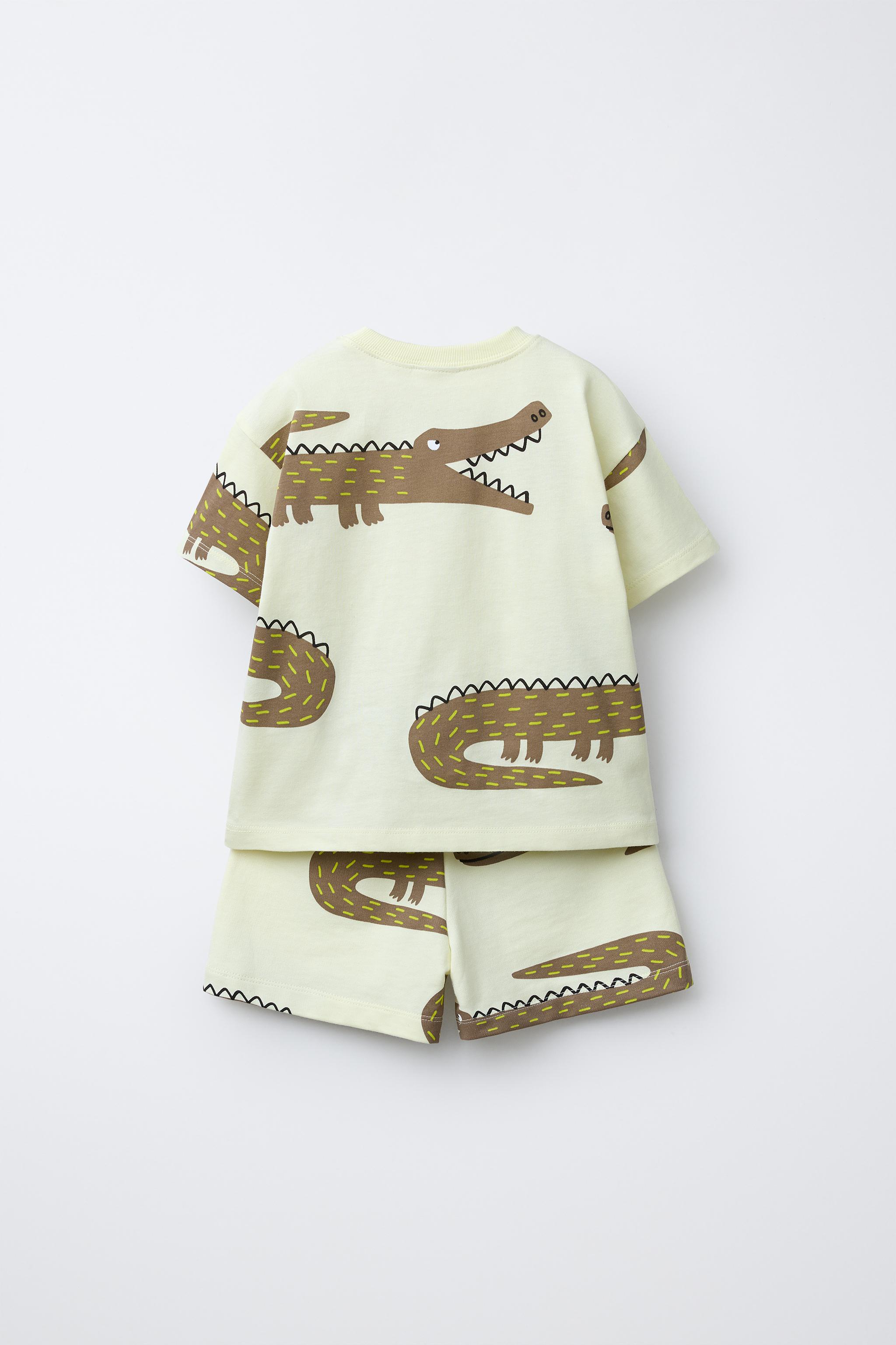 CROCODILE PRINT T-SHIRT AND BERMUDA SET
